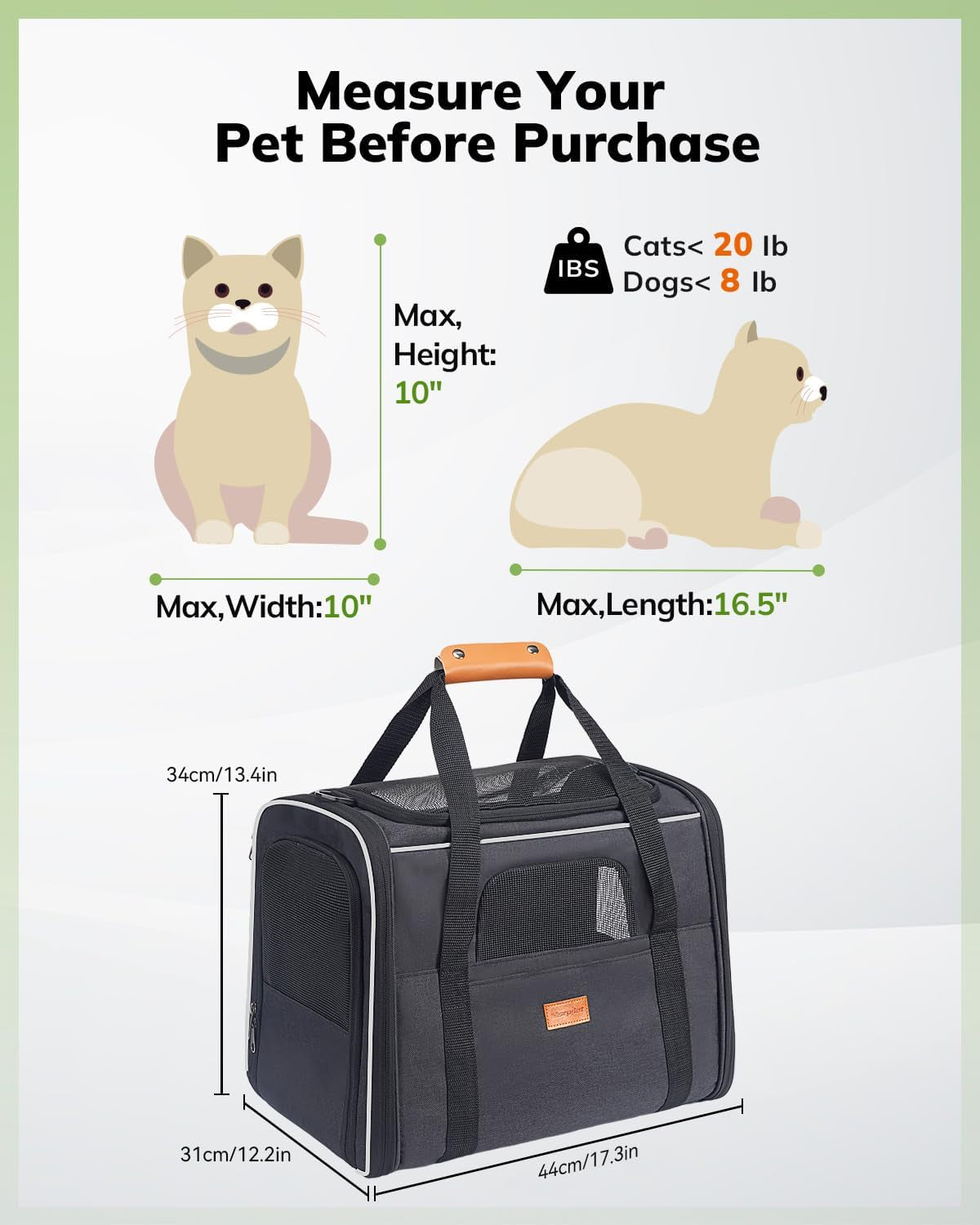 Cat Carrier - Cat Carrier Soft for Medium or Large Cats up to 20Lbs, with Dual-Sided Cushion, Secure Buckle and Foldable Bowl, Dog Carriers for Small Dogs - Pet Carrier (Dark Gray)