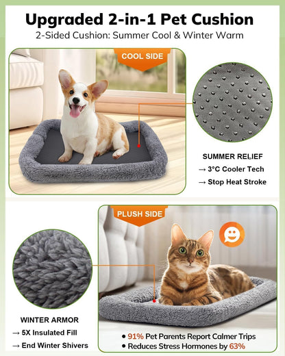 Cat Carrier - Cat Carrier Soft for Medium or Large Cats up to 20Lbs, with Dual-Sided Cushion, Secure Buckle and Foldable Bowl, Dog Carriers for Small Dogs - Pet Carrier (Dark Gray)