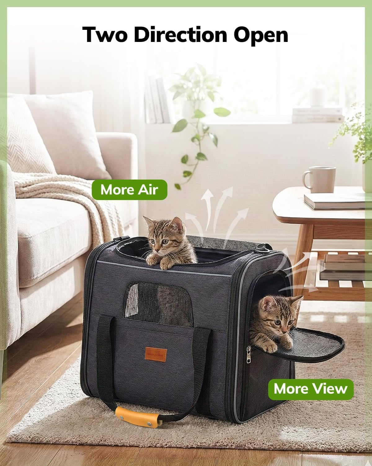 Cat Carrier - Cat Carrier Soft for Medium or Large Cats up to 20Lbs, with Dual-Sided Cushion, Secure Buckle and Foldable Bowl, Dog Carriers for Small Dogs - Pet Carrier (Dark Gray)